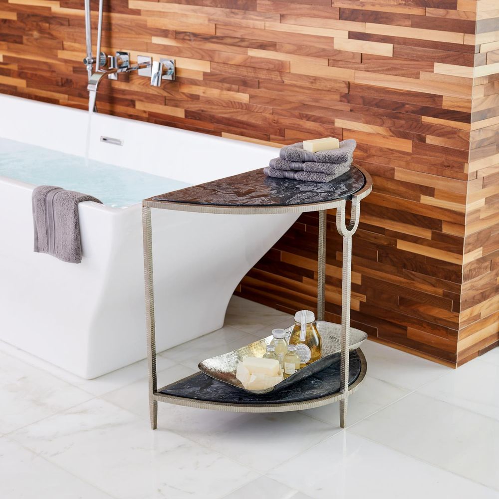 Side Tables Demilune Side Table-Silver