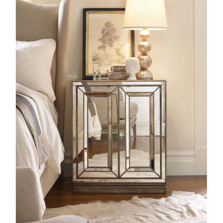 Sanctuary Two-Door Mirrored Nightstand - Visage