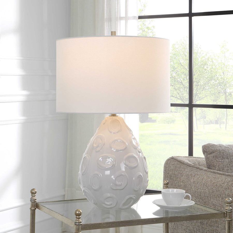 Loop Table Lamp - White Glaze-Uttermost-UTTM-30159-1-Table Lamps-1-France and Son