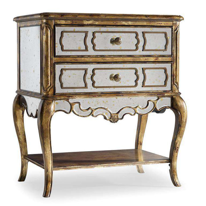 Nightstands Sanctuary Mirrored Leg Nightstand-Bling