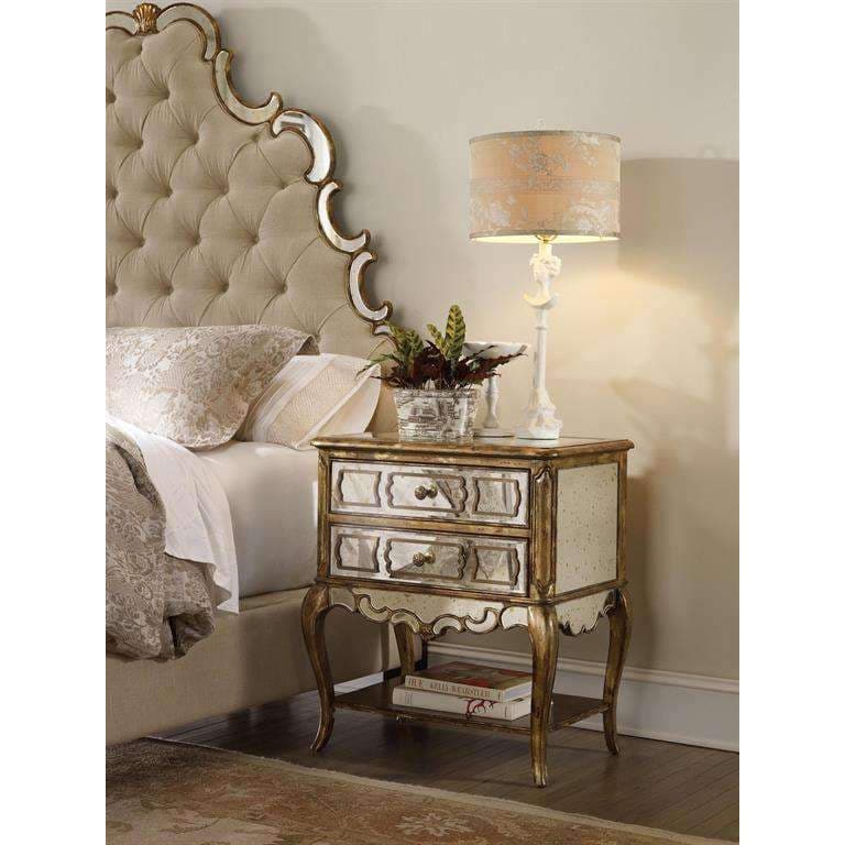 Nightstands Sanctuary Mirrored Leg Nightstand-Bling