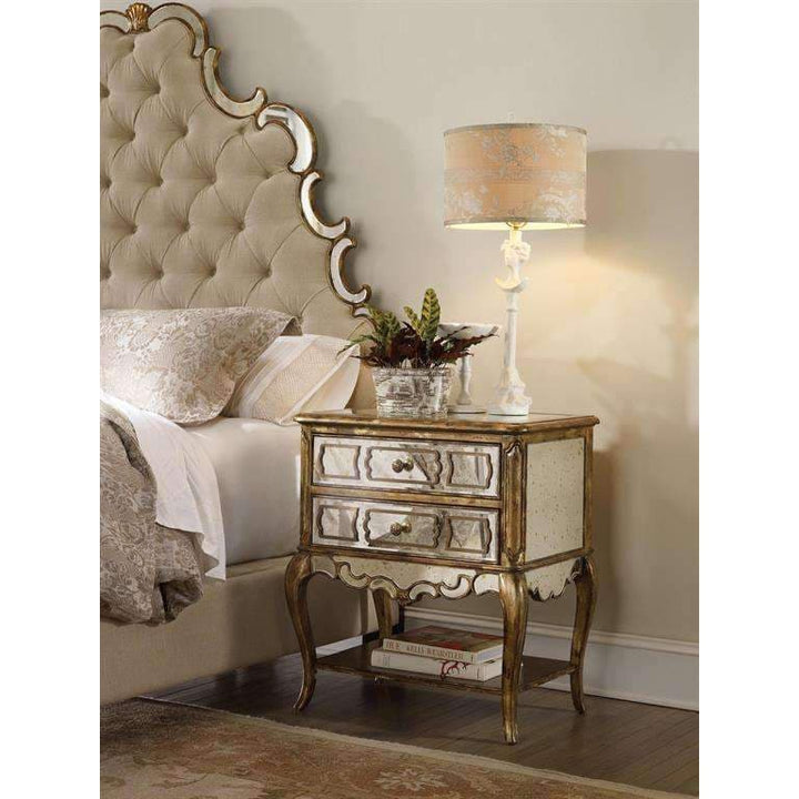 Nightstands Sanctuary Mirrored Leg Nightstand-Bling