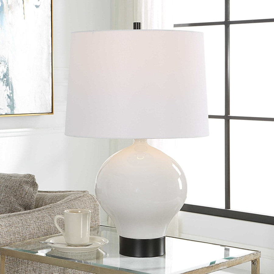 Collar Table Lamp - Gloss White-Uttermost-UTTM-30182-1-Table Lamps-1-France and Son