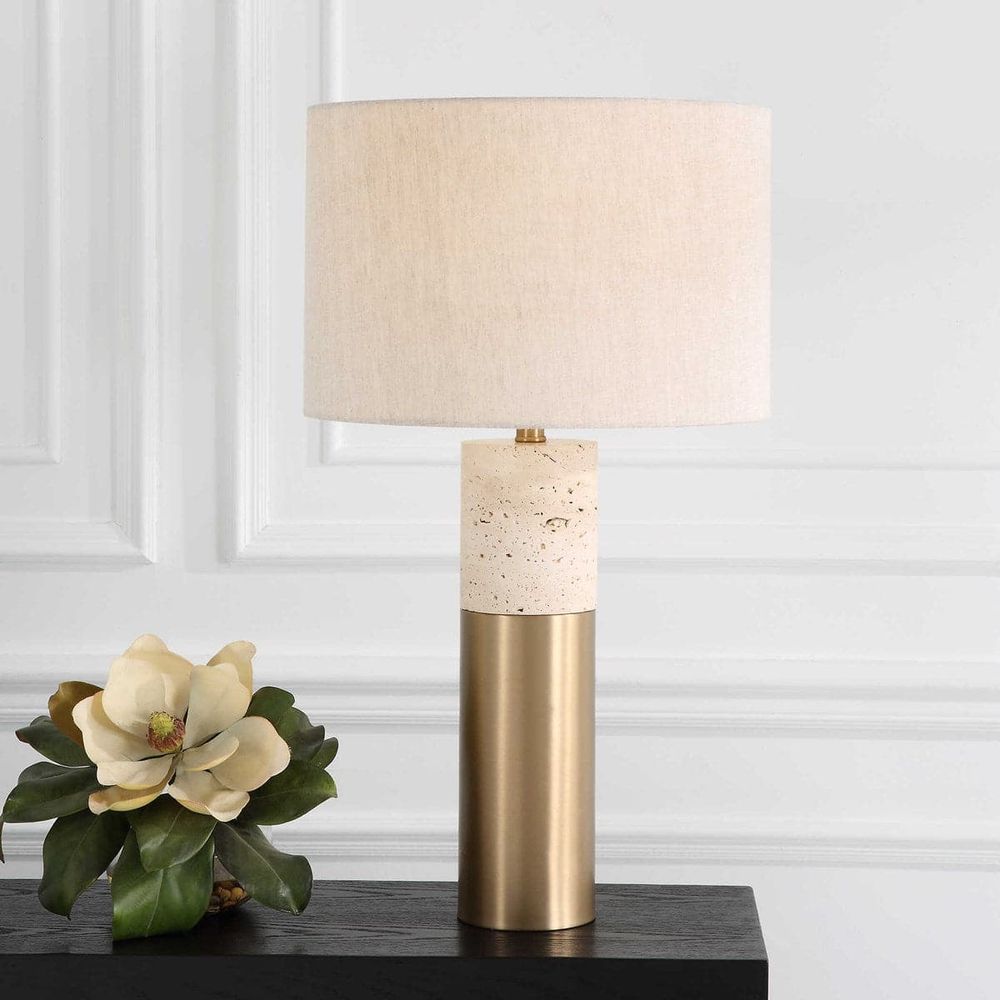 Uttermost Gravitas Elegant Brass & Stone Lamp-Cyan Design-UTTM-30201-1-Table Lamps-1-France and Son
