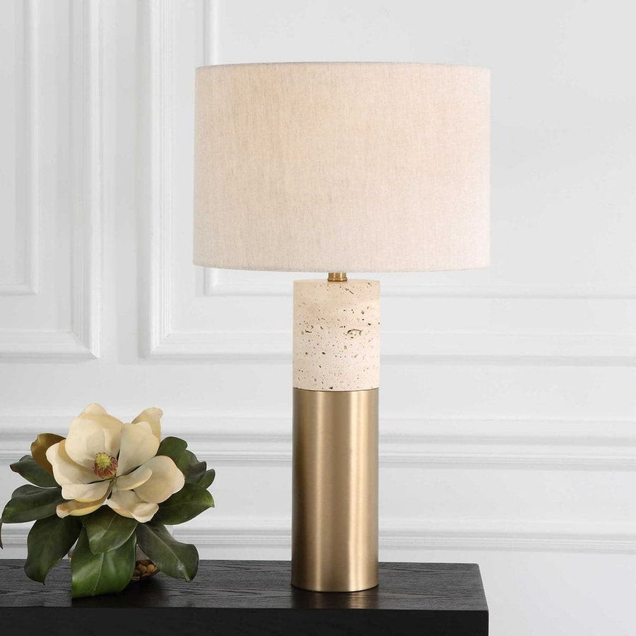 Uttermost Gravitas Elegant Brass & Stone Lamp-Cyan Design-UTTM-30201-1-Table Lamps-1-France and Son