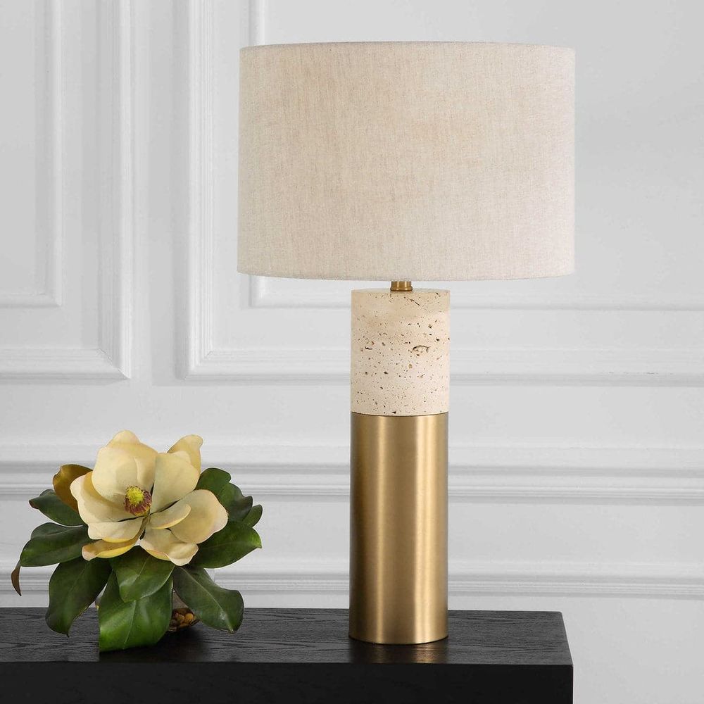 Uttermost Gravitas Elegant Brass & Stone Lamp-Cyan Design-UTTM-30201-1-Table Lamps-2-France and Son