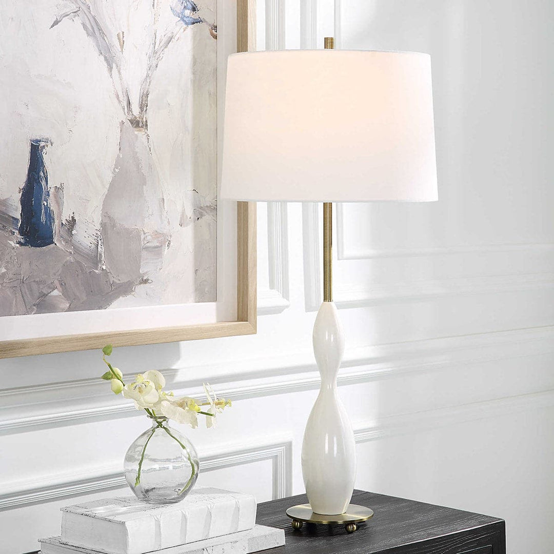 Annora Glossy White Table Lamp-Uttermost-UTTM-30235-Table Lamps-3-France and Son