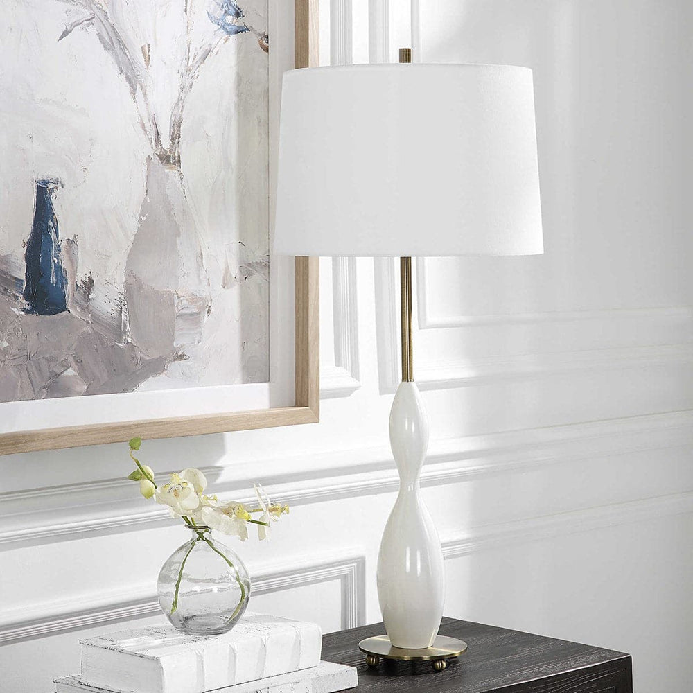 Annora Glossy White Table Lamp-Uttermost-UTTM-30235-Table Lamps-2-France and Son