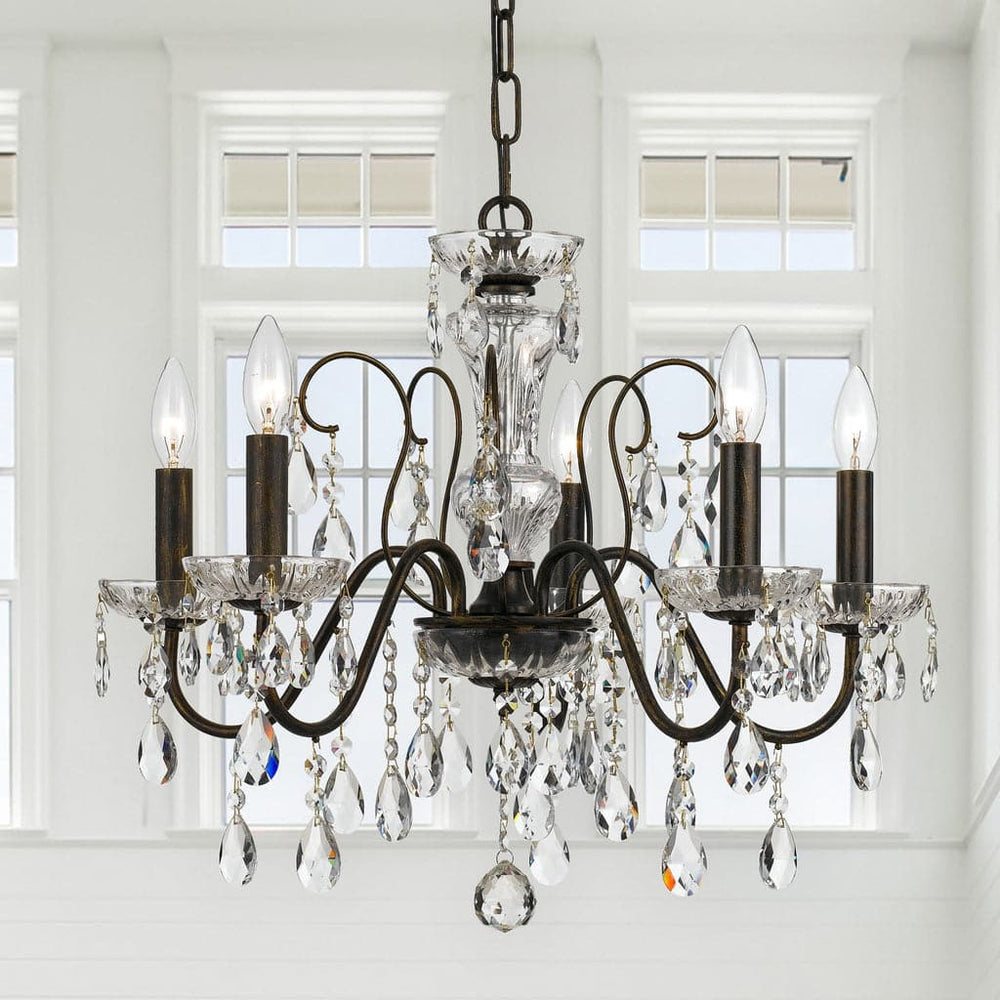 Butler 5 Light Hand Cut Crystal English Bronze Chandelier-Crystorama Lighting Company-CRYSTO-3025-EB-CL-MWP-Chandeliers-1-France and Son