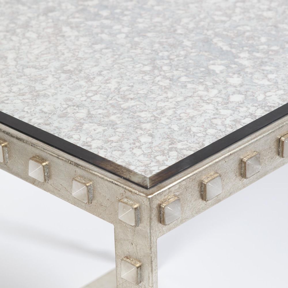Side Tables Quartz Stud End Table-Silver Leaf
