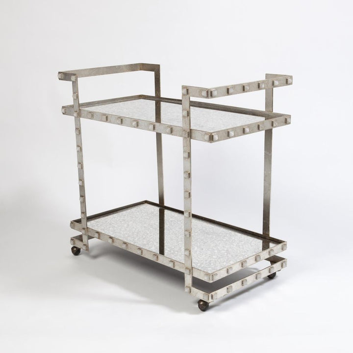 Bar Storage: Carts Quartz Stud Bar Cart-Silver Leaf