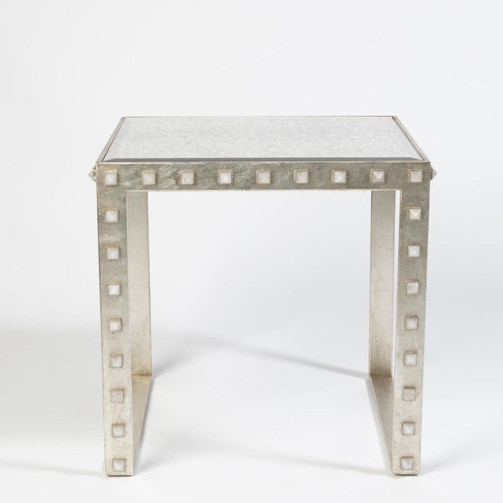 Side Tables Quartz Stud End Table-Silver Leaf