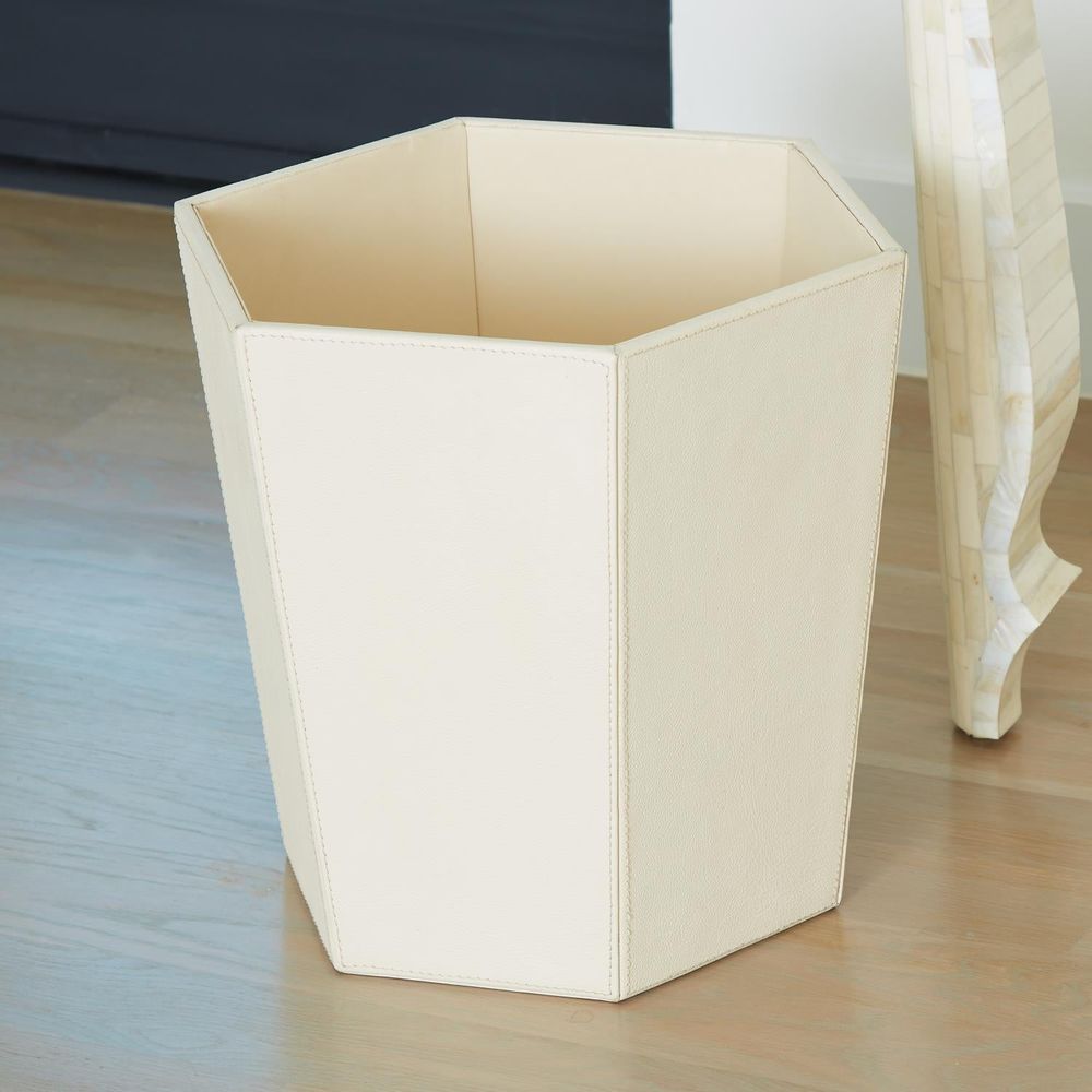 Wastebaskets Tiffany Wastebasket-Ivory Leather