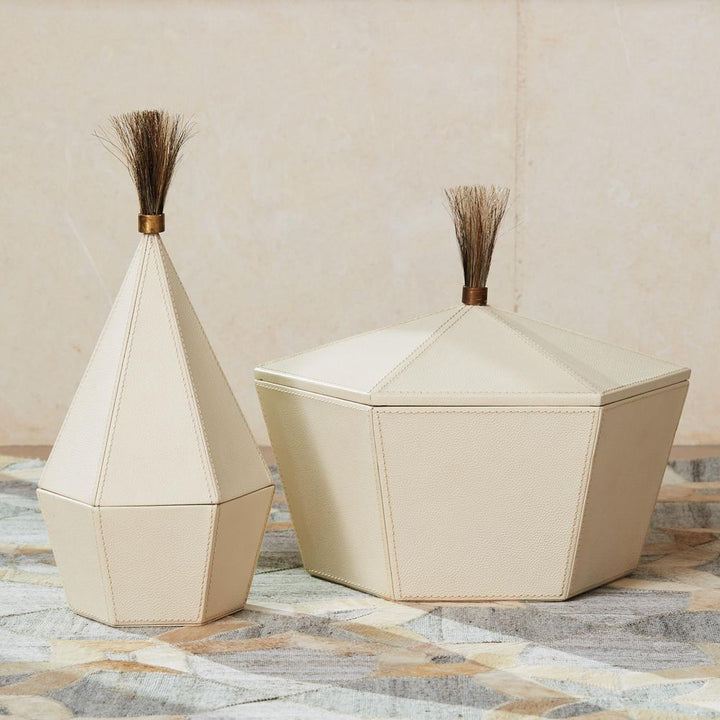 Zephyr Box-Ivory Leather-Lg
