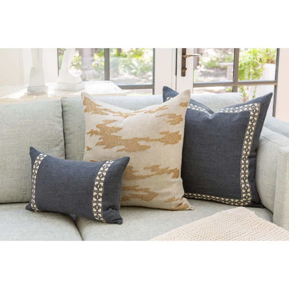 Pillows Icon Lumbar Pillow-Gunmetal on Cream-19 x 12