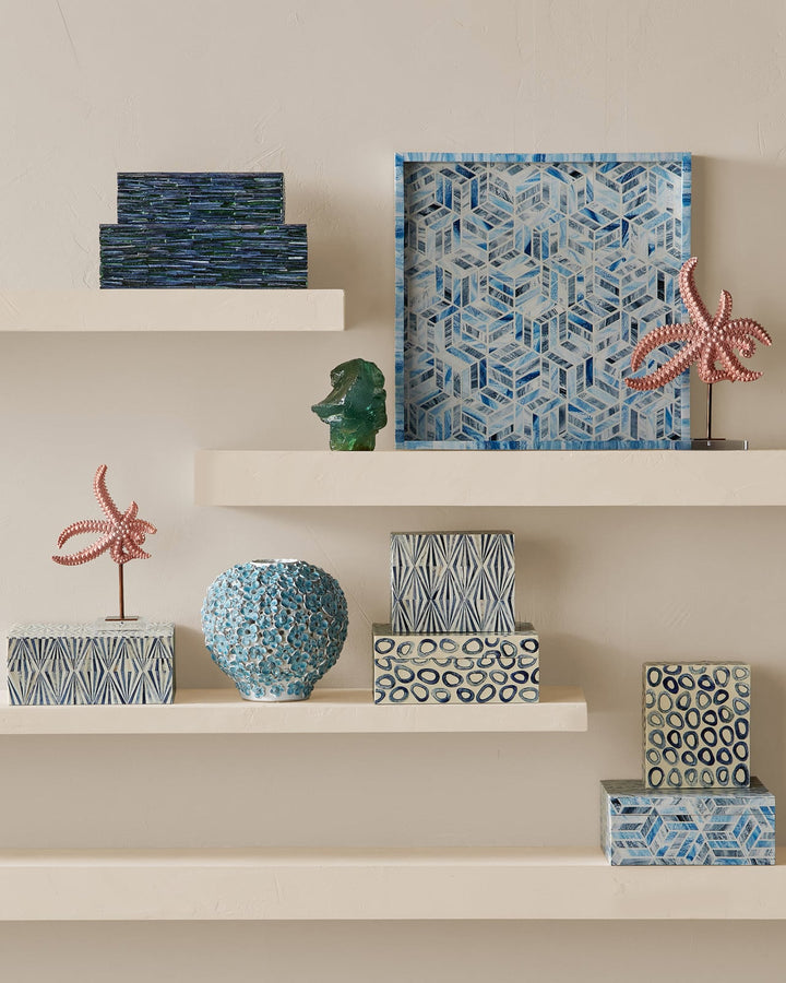 Boxes Ovoid Blue Box Set of 2