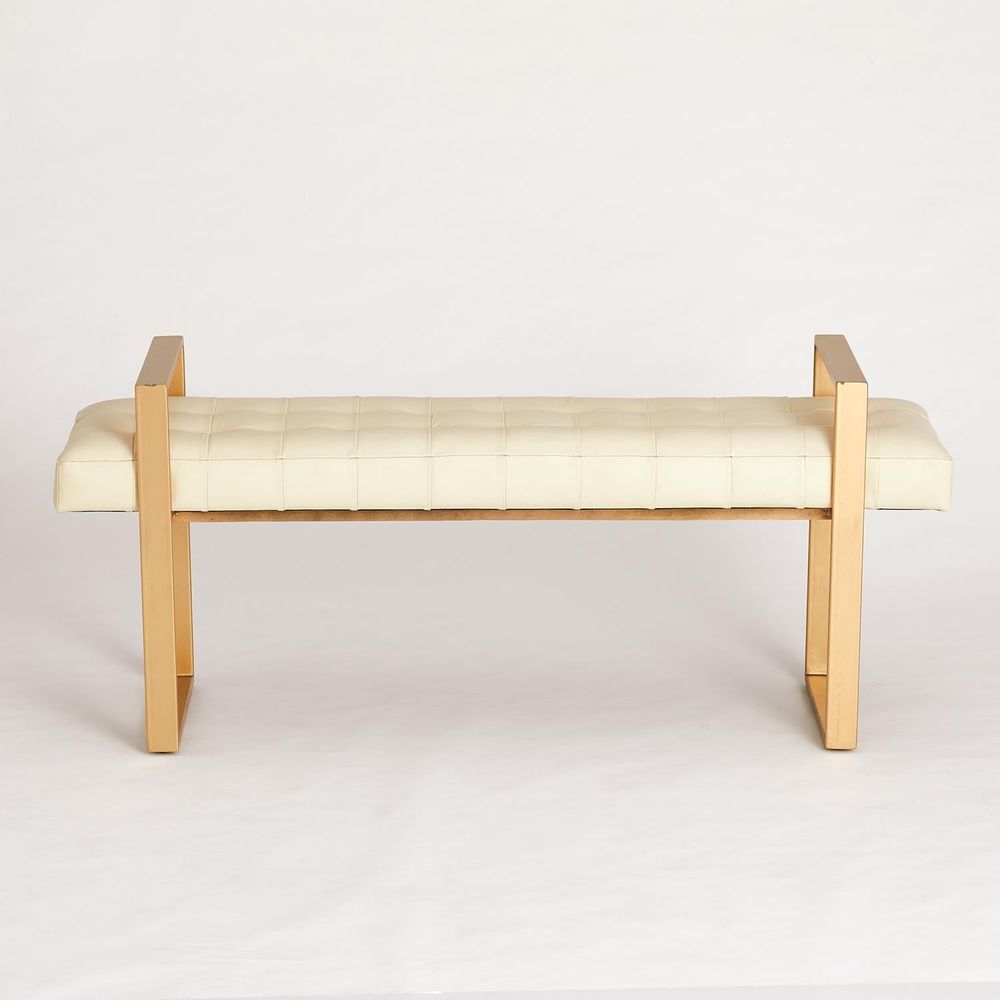 Stools & Ottomans Dakota Bench-Ivory Leather