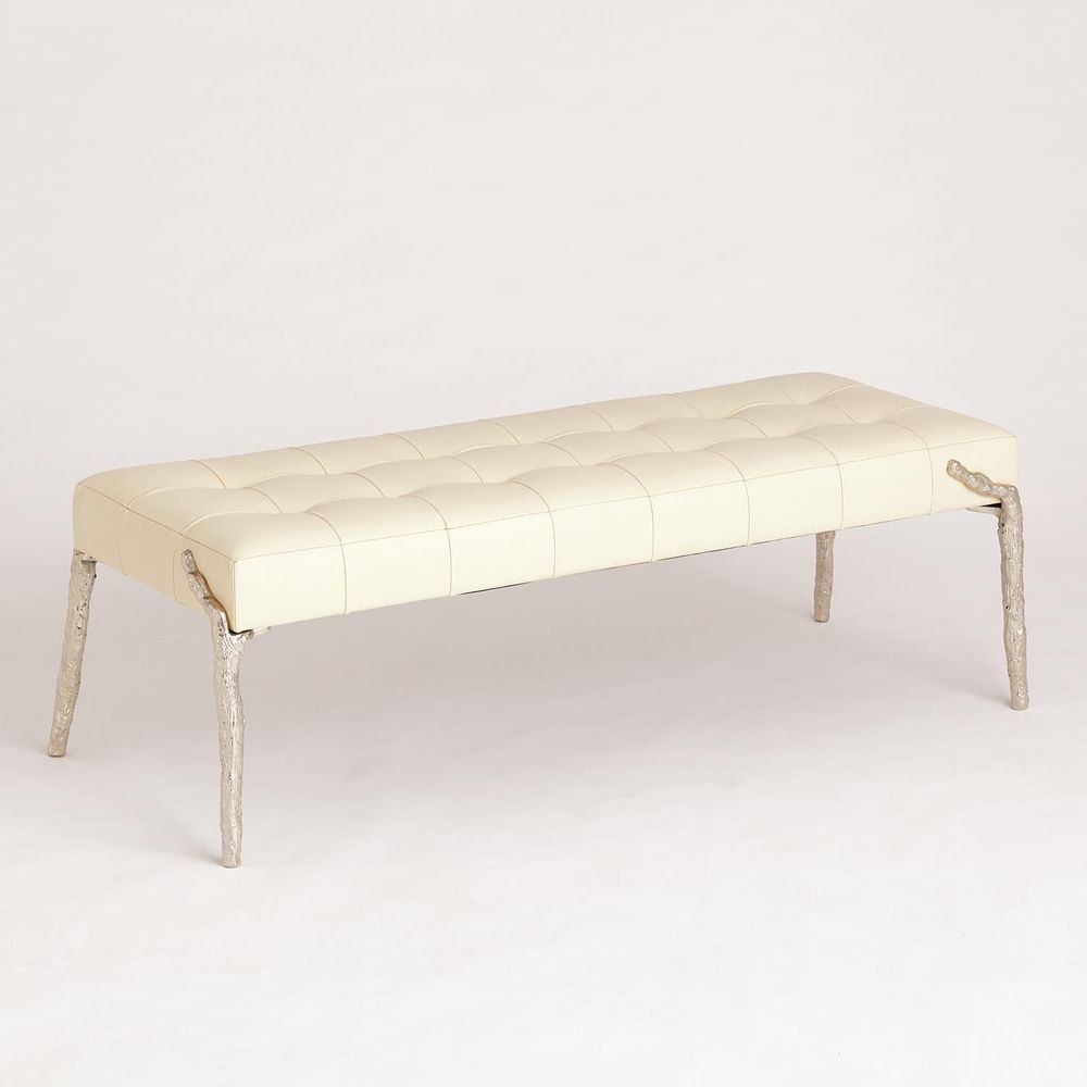 Bristol Branch Bench-Ivory Leather