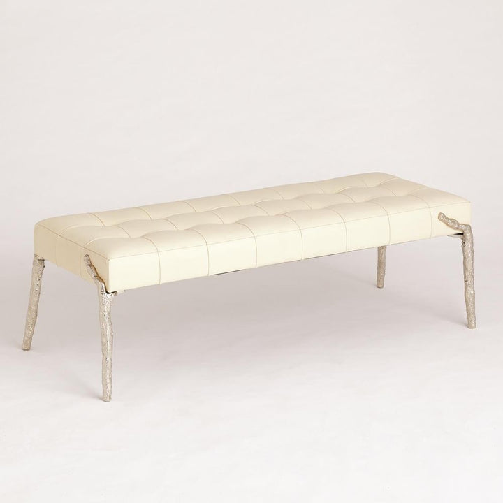 Bristol Branch Bench-Ivory Leather