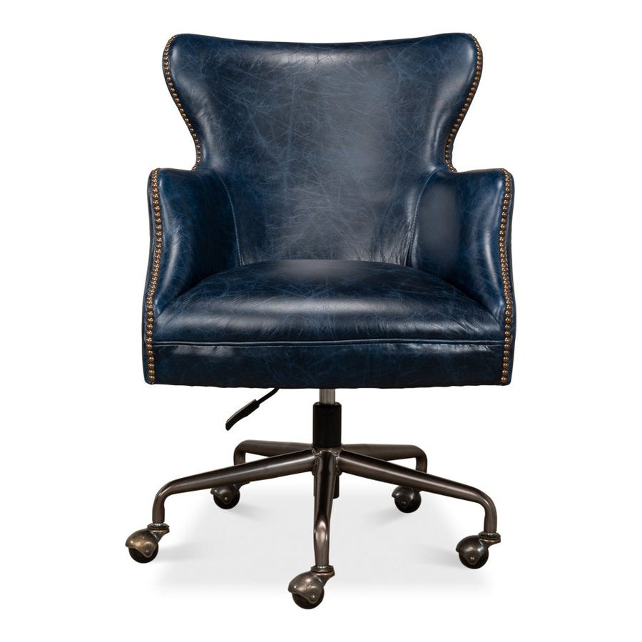 Andrew Jackson Desk Chair-SARREID-SARREID-30613-Task ChairsChateau Blue-3-France and Son