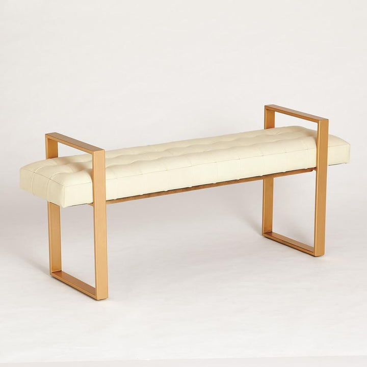 Stools & Ottomans Dakota Bench-Ivory Leather