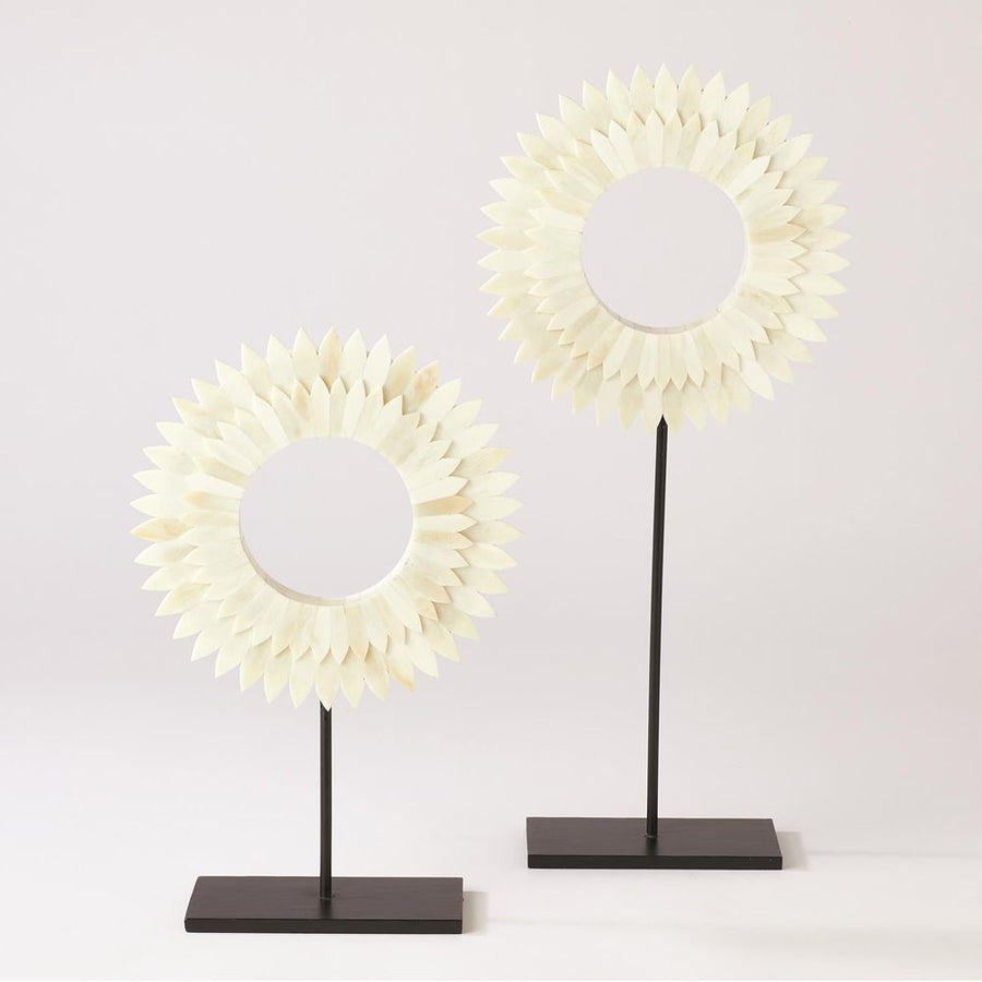 Decor Two Layer Bone Sunburst Mounted Ring-White-Sm