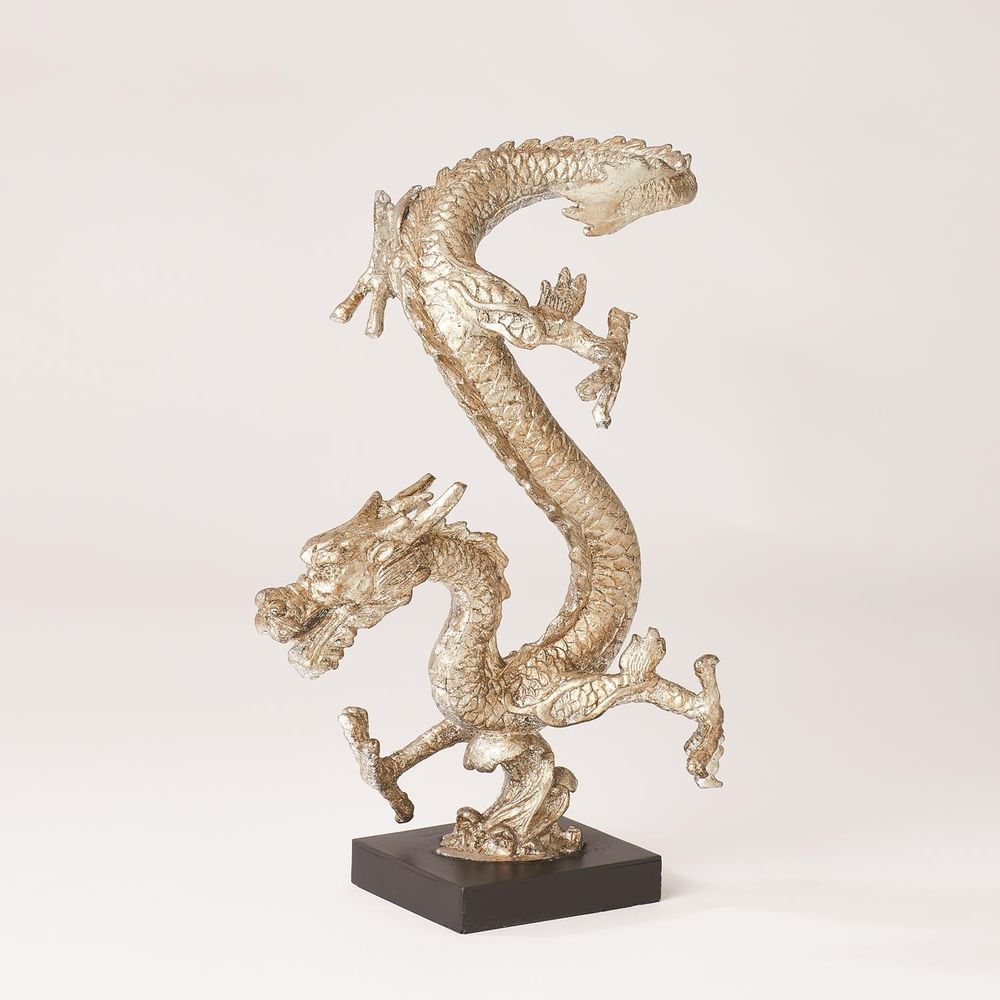Decorative Objects Standing Dragon-Silver Leaf
