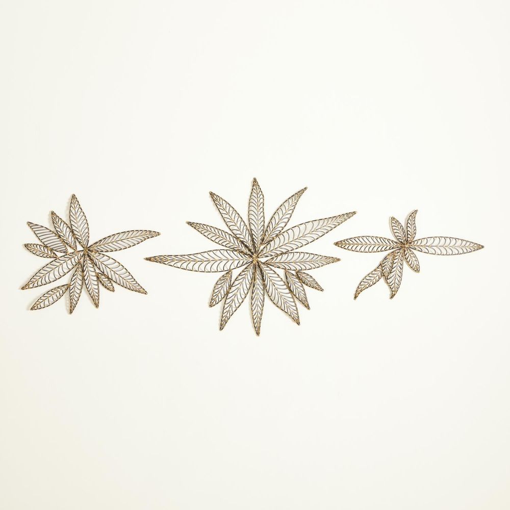 Wall Decor S/3 Leaf Wall Decor-Natural Iron