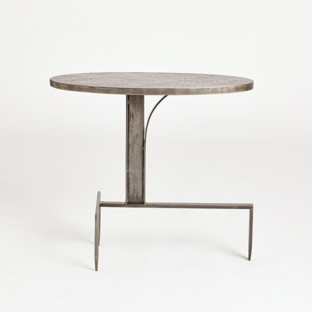 Side Tables Hammered Cantilever Side Table-Natural Iron