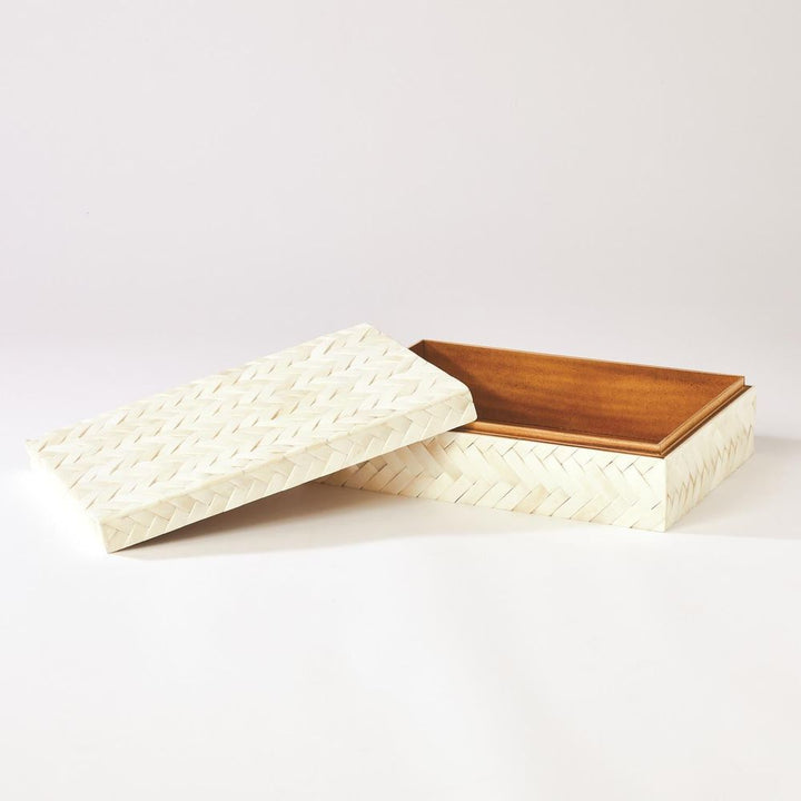 Boxes White Bone Braided Box-Lg