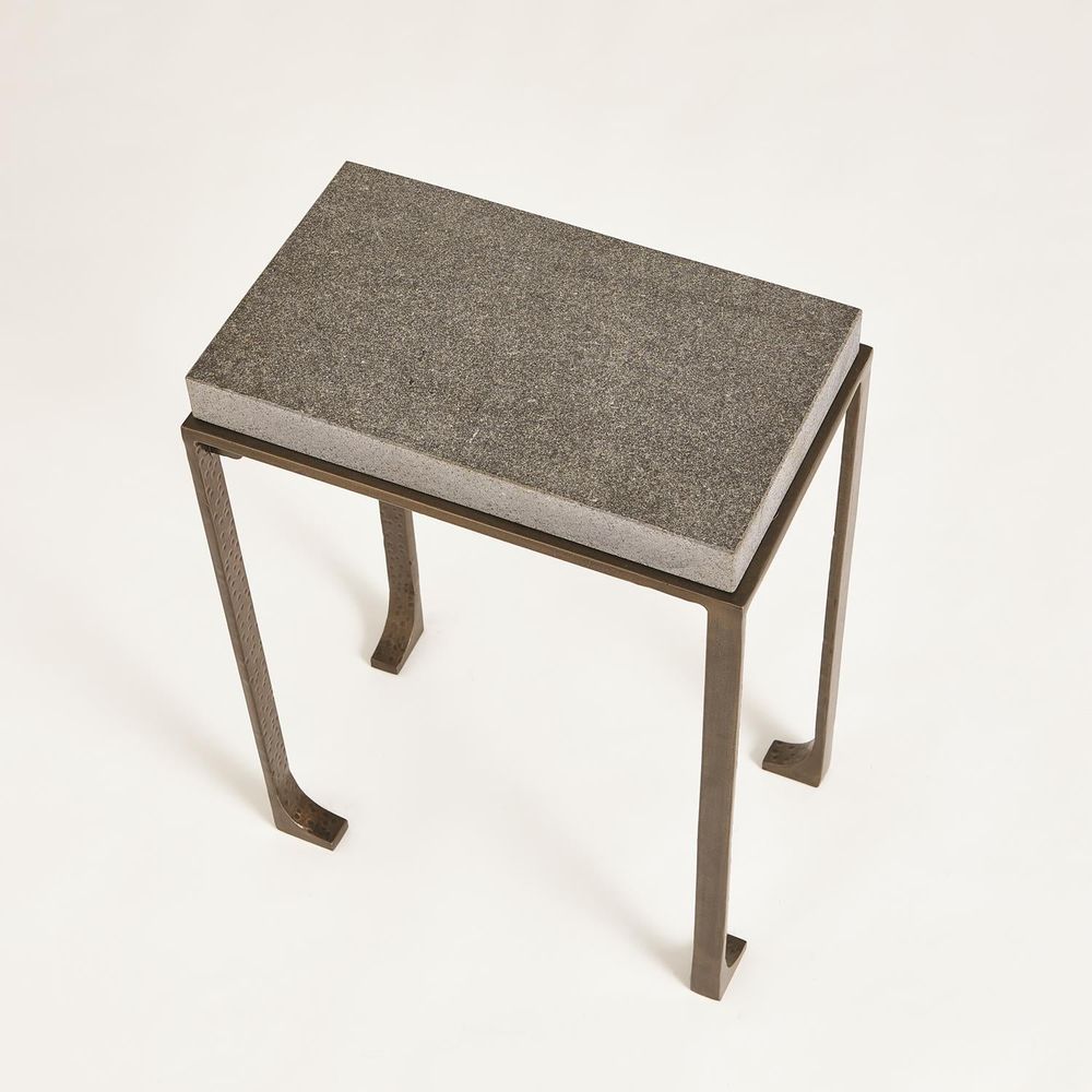Zen Side Table w/Flamed Granite-Bronze-Lg