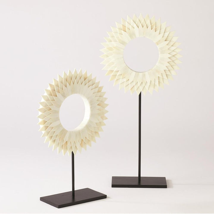 Decor Three Layer Bone Sunburst Mounted Ring-White-Lg