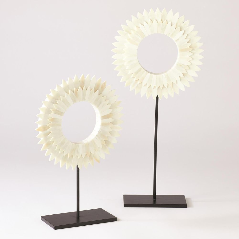 Decor Two Layer Bone Sunburst Mounted Ring-White-Lg