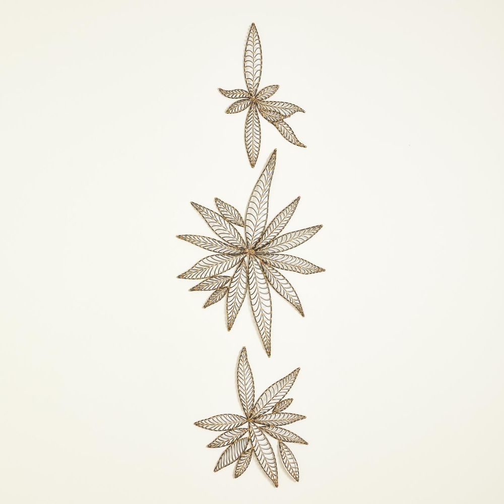 Wall Decor S/3 Leaf Wall Decor-Natural Iron
