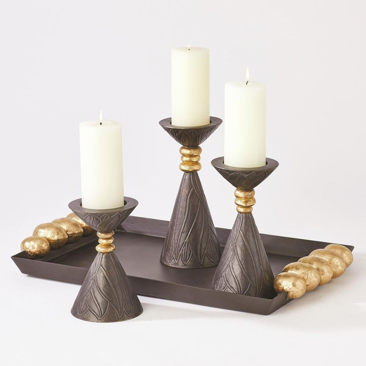 Serveware: Trays Pebble Tray-Bronze w/Gold Leaf Handles