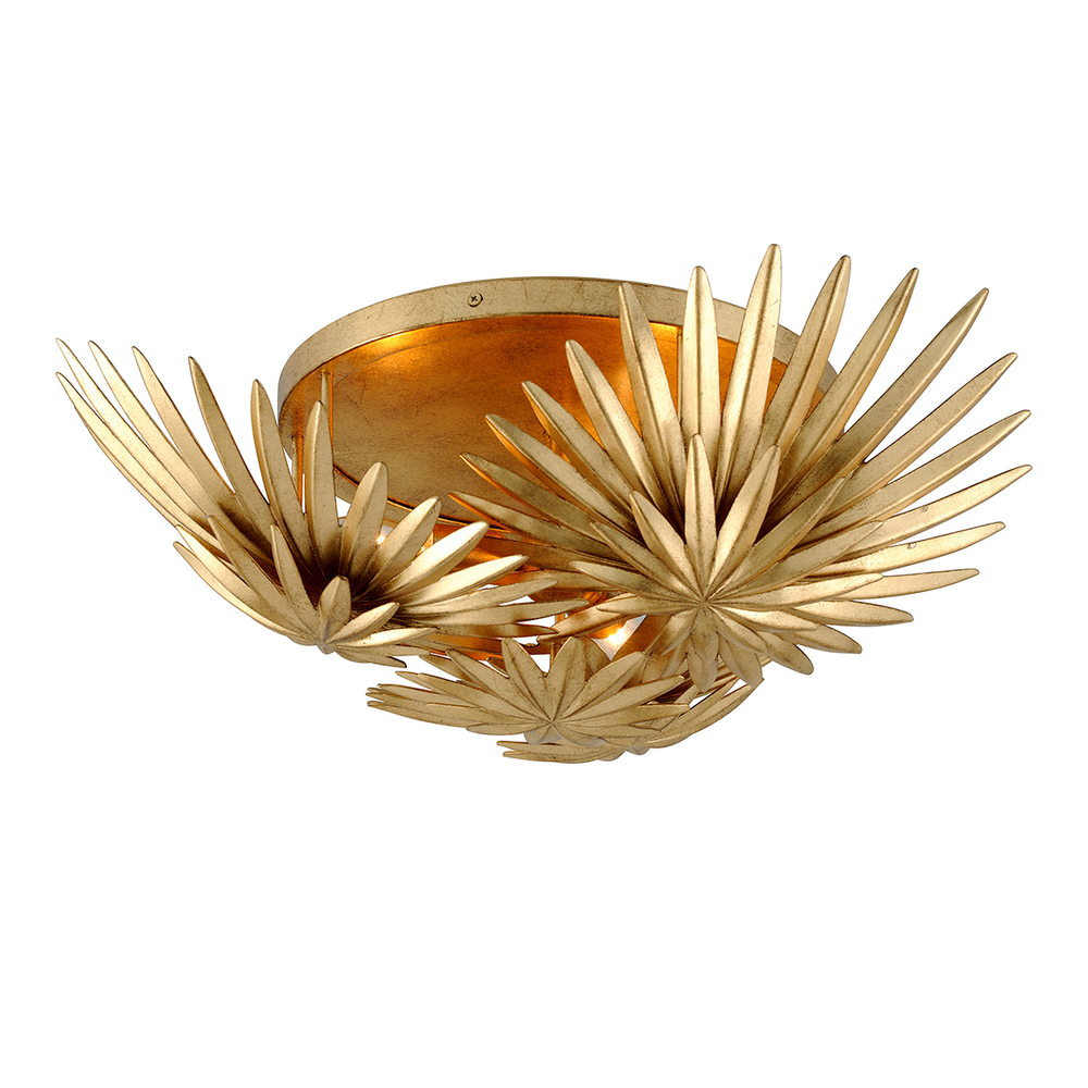 Flush Mounts Savvy Semi Flush - Vintage Gold Leaf 3 Lights