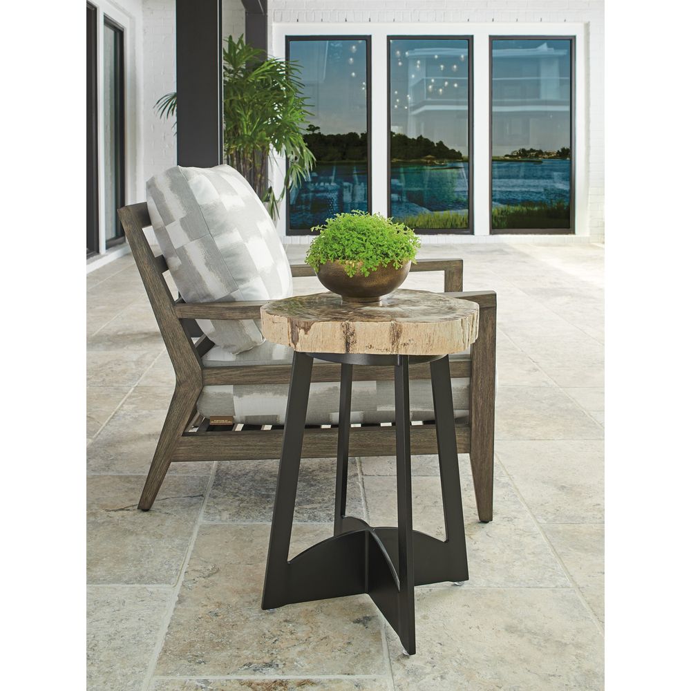 Outdoor Side Tables Petrified Wood Table - Dark Brown
