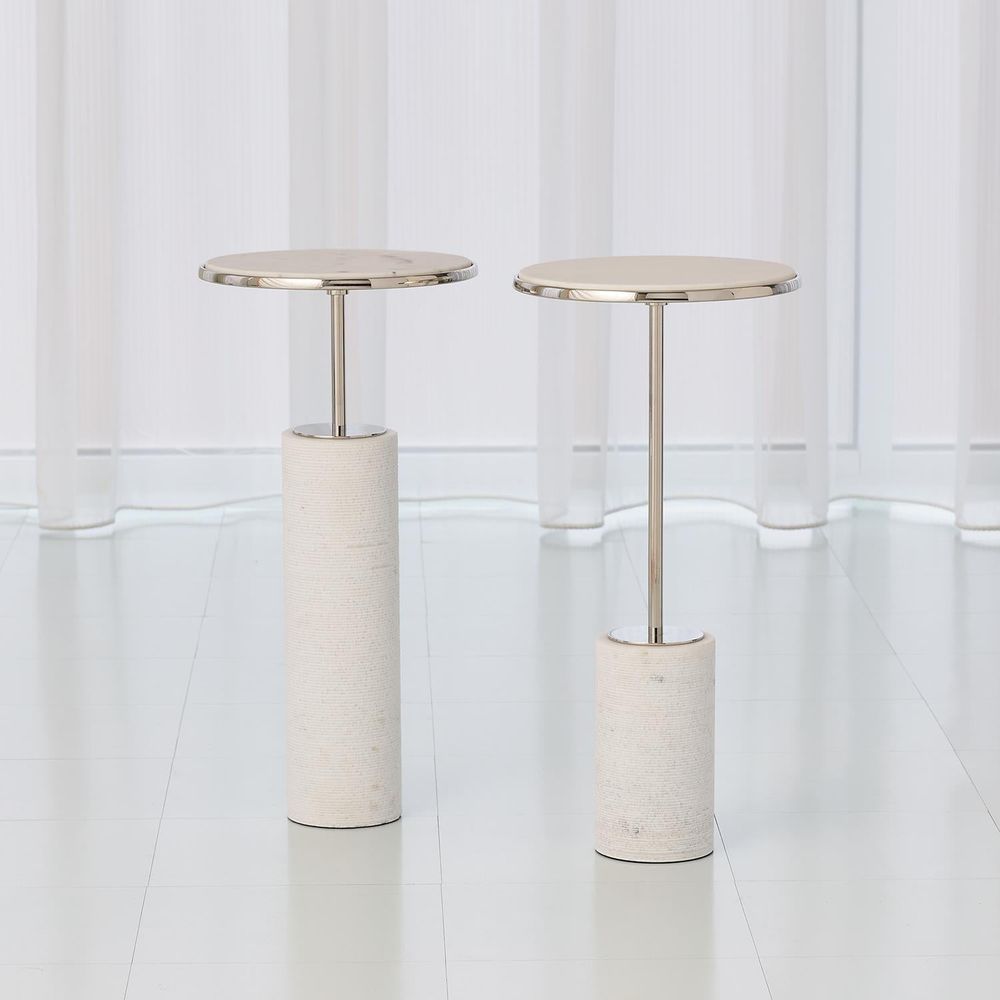 Side Tables Tall Cored Marble Table-Nickel