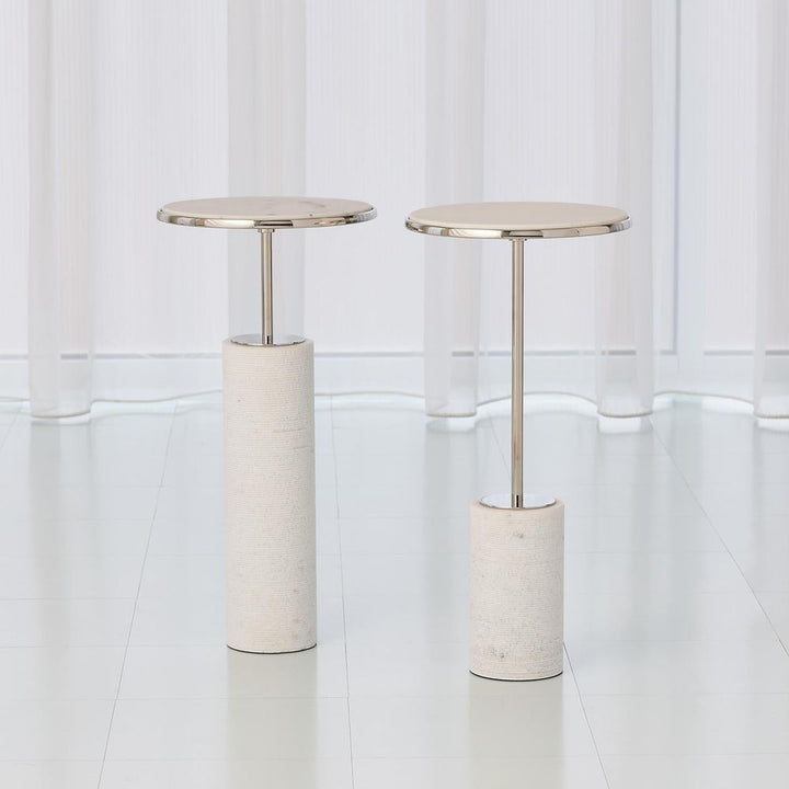 Side Tables Tall Cored Marble Table-Nickel