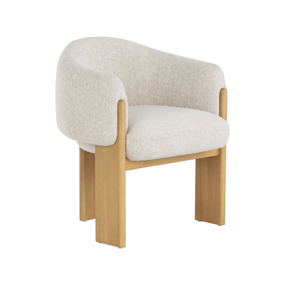 Dining Chairs Trine Dining Armchair - Rustic Oak - Dove Cream