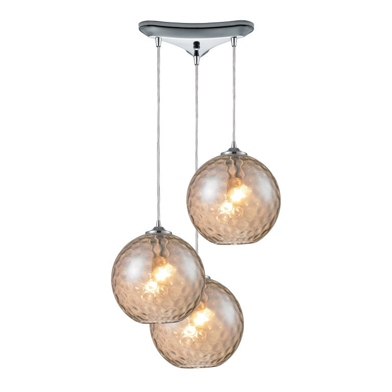Watersphere 12'' Wide 3-Light Pendant - Polished Chrome with Amber-Elk Home-ELK-31380/3CMP-Pendants-1-France and Son