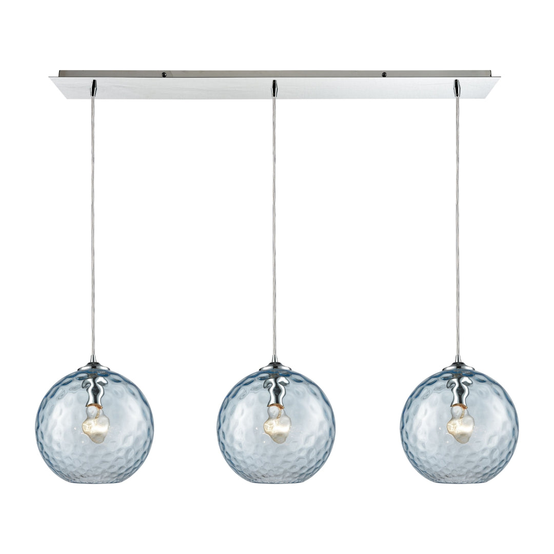 Watersphere 36'' Wide 3-Light Pendant - Polished Chrome with Aqua