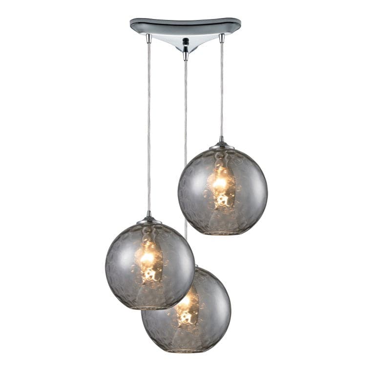 Watersphere 12'' Wide 3-Light Pendant - Polished Chrome with Smoke-Elk Home-ELK-31380/3SMK-Pendants-1-France and Son