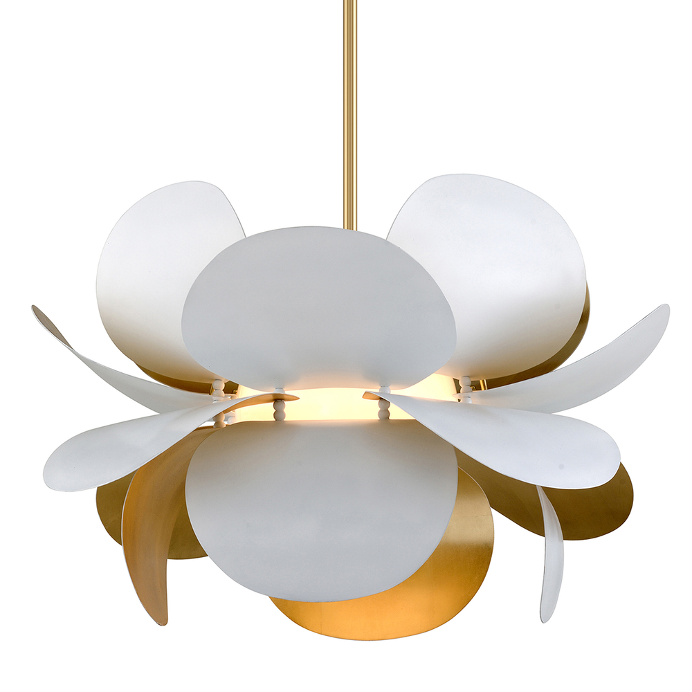 Chandeliers Ginger Chandelier - White And Gold Leaf