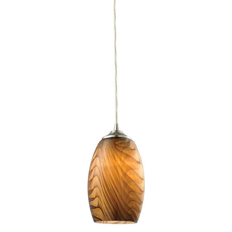 Tidewaters 5'' Wide 1-Light Pendant - Satin Nickel with Amber Glass-Elk Home-ELK-31630/1-PendantsAmber Glass-1-France and Son