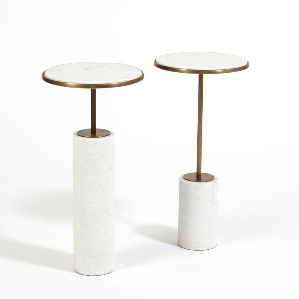 Side Tables Tall Cored Marble Table-Bronze
