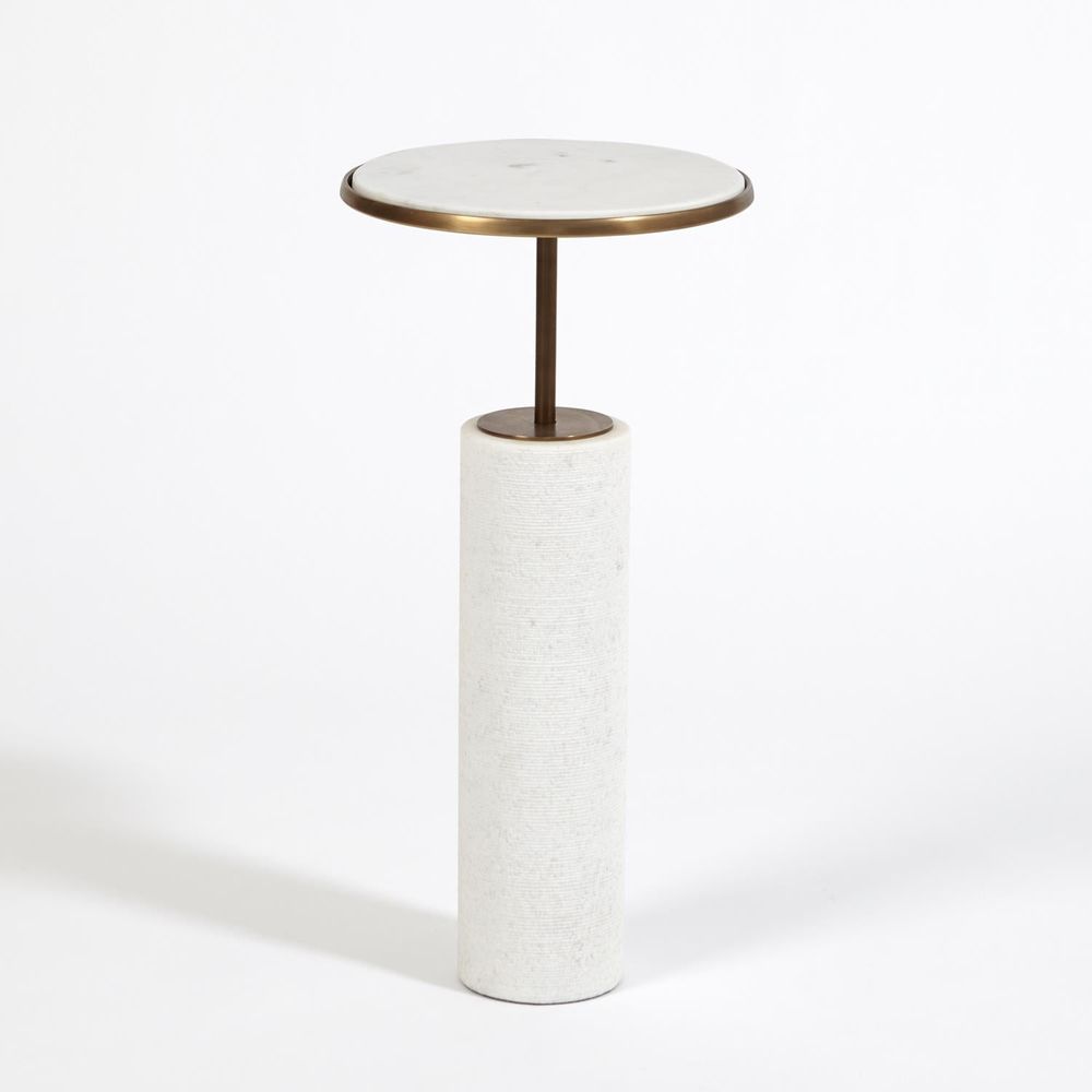 Side Tables Tall Cored Marble Table-Bronze