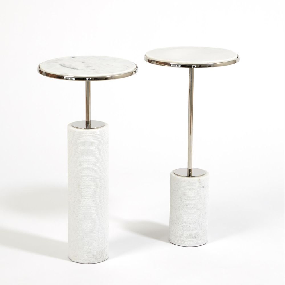 Side Tables Tall Cored Marble Table-Nickel