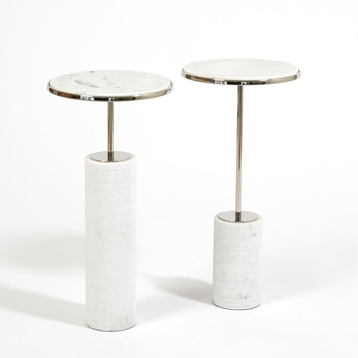 Side Tables Tall Cored Marble Table-Nickel