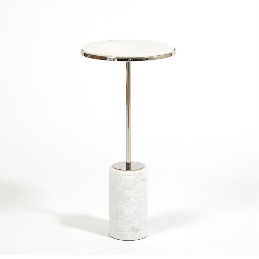 Side Tables Tall Cored Marble Table-Nickel